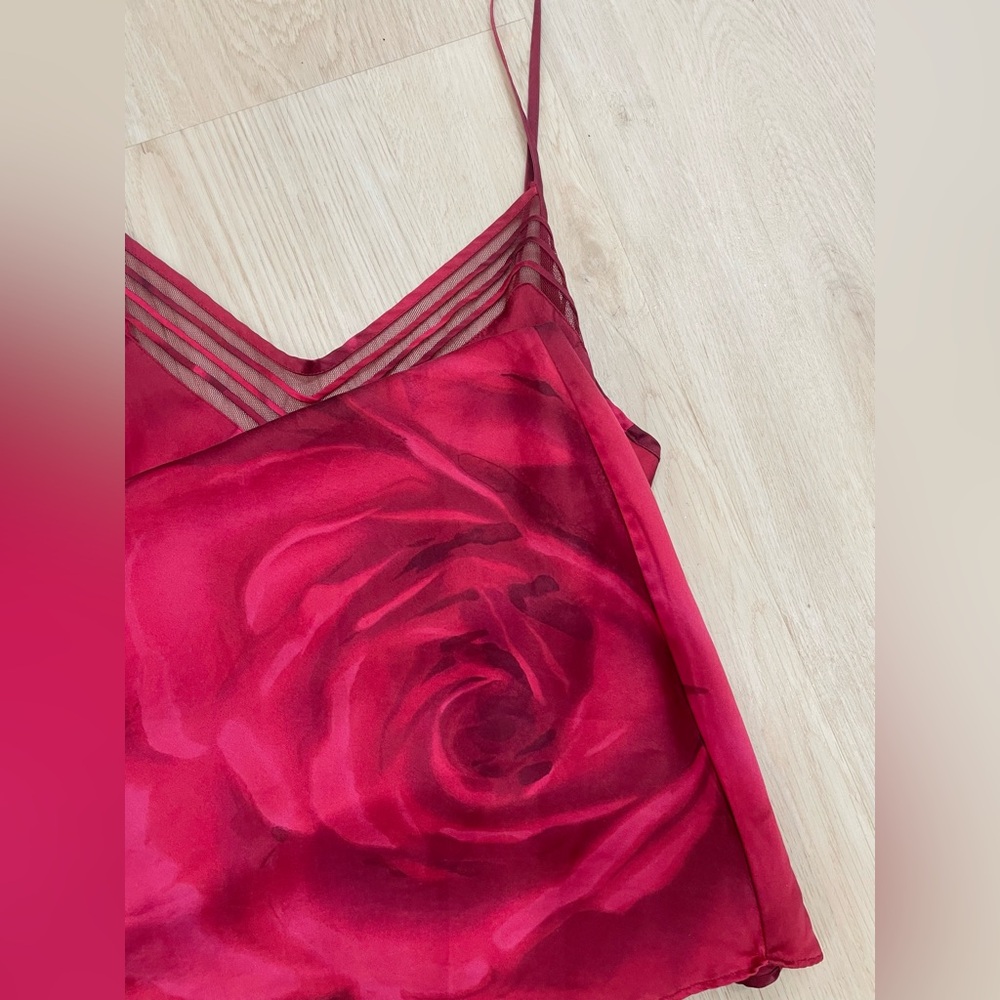 Scarlet red and burgundy floral silk Victoria's Secret slip dress size Medium - Picture 3 of 7